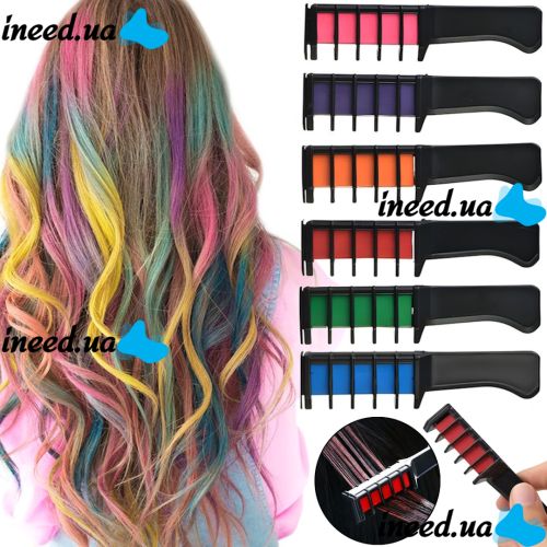 Hair Chalk Set FM227 Multicolored Dyes 6 pcs Hair Chalk Set comb set with colored crayons for coloring hair of children and adults