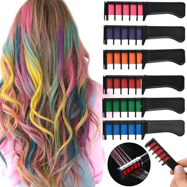 Набор мела для волос Hair Chalk FM227 разноцветные красители 6 шт комплект расчесок с цветными мелками для окрашивания волос детей и взрослых