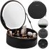 Niceland YB-032 cosmetics storage organizer with LED mirror and carrying handle, travel waterproof cosmetic bag, beauty case Black