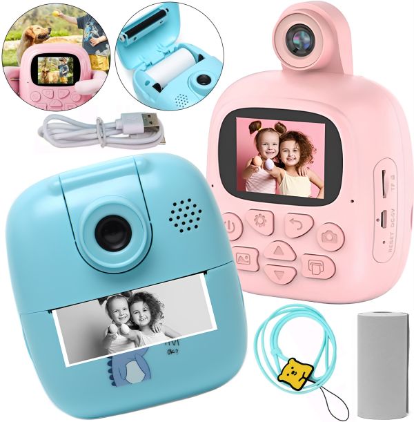 Children's Instant Printing Camera Digital Print Camera A19 Bluetooth Thermal Printer for Photos, polaroid camera with battery from 3 years USB M4