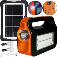Автономная солнечная зарядная станция LED фонарь COBA CB-999A с 2 лампочками Power Bank, Прожектор и 2 лампочки с функцией повербанка Оранжевый