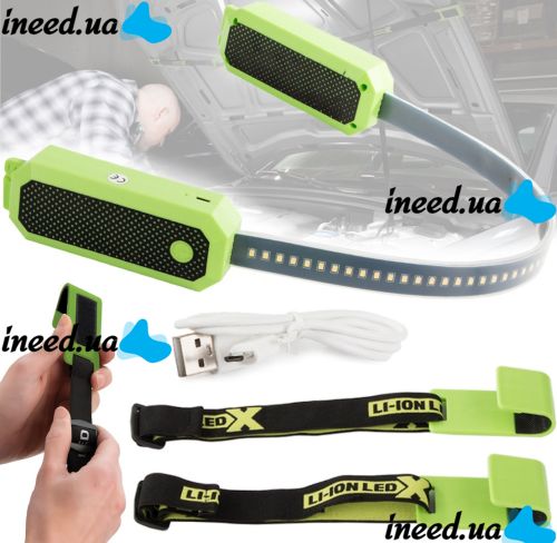 Підсвічування для капота автомобіля Emergency Light Strip m3 Світлодіодна гнучка LED стрічка з ременями світильник на акумуляторі в авто для гаража
