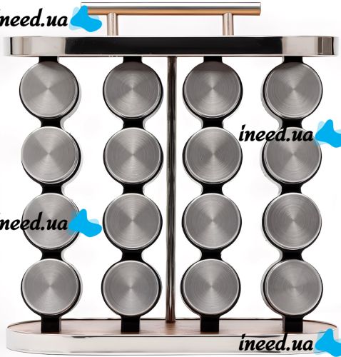 Набор баночек для хранения специй и приправ Spice Rack T013-16 полка органайзер на 16 отсеков, комплект емкостей для сыпучих продуктов на подставке
