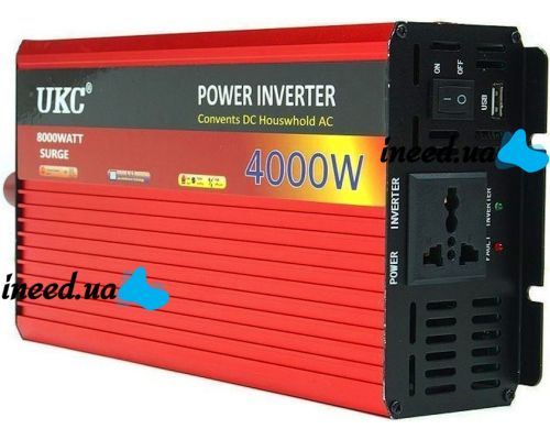 Автомобильный преобразователь авто UKC AR-4000M 12V-220V 4000W автомобильный инвертор напряжения тока 12В 220В 4000 Вт с функцией плавного пуска 