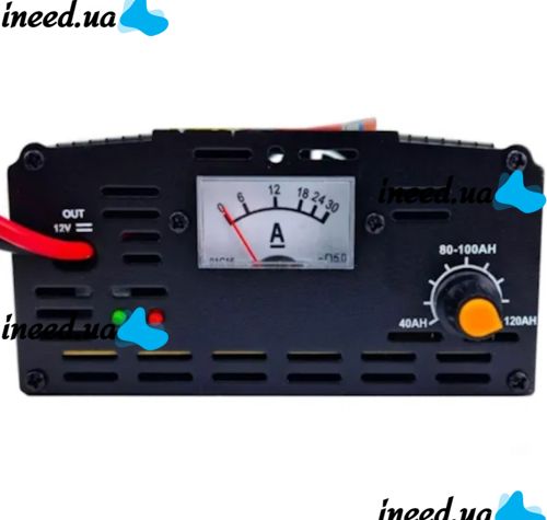 Зарядний пристрій для акумулятора UKC Battery Charger 12V 20A MA-1220A з вбудованим амперметром, Зарядка для акумуляторів авто і мото Чорний