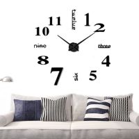 Великі 3D безшумні настінні годинники Diy Clock ZH01510 BLACK 90 см, Безкаракасні самоклеючі 3Д годинник цифри на стіну для дому, офісу чорні