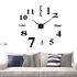 Большие 3D бесшумные настенные часы Diy Clock ZH01510 BLACK 90 см, Бескаракасные самоклеющиеся 3Д часы Цифры на стену для дома, офиса Черные