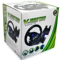 Vibration Steering Wheel 3-in-1 Universal Game Steering Wheel with Pedals and Gearbox for PC/PS2/PS3, Multimedia Sports Steering Wheel for PC