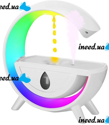 Антигравітаційний зволожувач повітря нічник Anti-Gravity Humidifier T00K8 з RGB підсвічуванням, Дифузор 350мл з крапельним ефектом від USB Білий