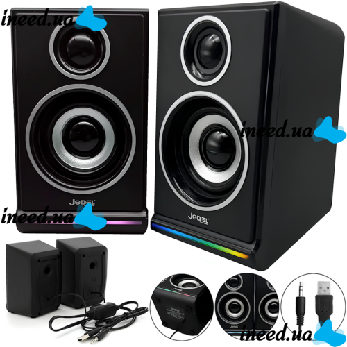 Wired Computer Speakers Jedel S-578 2.0 6W Stereo RGB Speaker with Volume Control, Backlit Speaker for PC and Laptop from USB