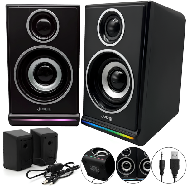Проводные компьютерные колонки Jedel S-578 2.0 6W стерео RGB колонка с регулировкой громкости, акустика с подсветкой для ПК и ноутбука от USB