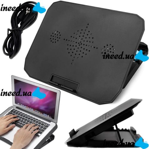 Складна підставка для ноутбука з охолодженням Shaoyundian Notebook Cooler розкладний регульований столик охолоджувач з вентилятором USB Чорний
