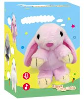 Музичний плюшевий зайчик Repeat Happy Rabbit FJ8888 White дитяча м'яка іграшка заєць із підсвічуванням і звуковими ефектами на акумуляторі від USB