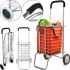 Folding Shopping Cart XS-2 with shopping basket up to 65 kg 42x39x91 cm, Household folding wheelbarrow basket on wheels with handle Silver