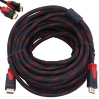 Усиленный кабель Hdmi to Hdmi 10м 1080p в обмотке Кабель-удлинитель HDMI-HDMI 10m 10 m, 10 м для монитора и телевизора в оплетке Черно Красный