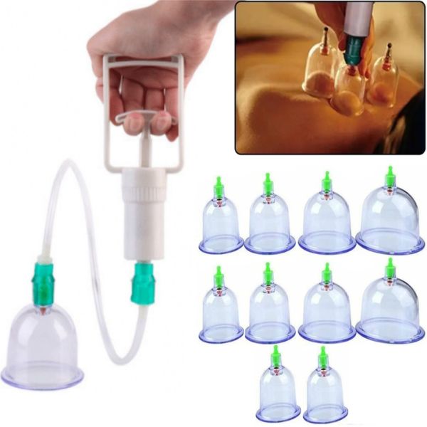  Vacuum Massage Anti-cellulite Jars with Pump - Pull Out a Vacuum Apparatus KL 12 pcs, Medical Set of 12 Vacuum Massage Jars