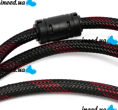 Посилений кабель Hdmi to Hdmi 20м 1080p в обмотці, кабель-подовжувач HDMI-HDMI 20m 20 m, 20 м для монітора і телевізора в обплетенні Чорно Червоний