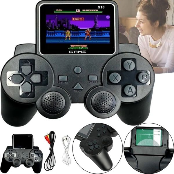 Mini Retro Gaming Console Gamepad Jetson SEGA S10 Gamepad for 520 Built-in Games, Wireless Console with 2.4 LCD Screen from Battery Black