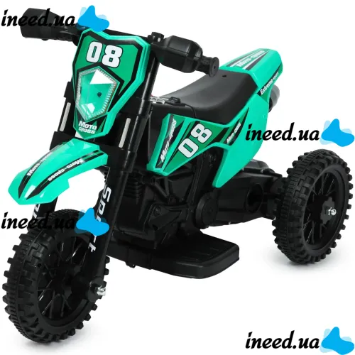 Детский электромотоцикл Cool Mountain 26X-130 Зеленый электрический байк на аккумуляторе с LED подсветкой, музыкой для детей от 2-х лет до 25 кг