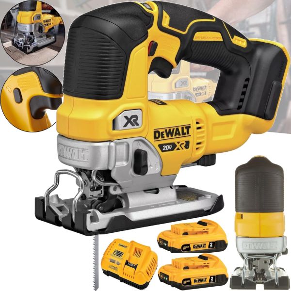 Аккумуляторный электролобзик DeWalt DCS331B 20V 2AH для фигурной резки дерева и металла с 2 аккумуляторами, Беспроводная лобзиковая пила Деволт