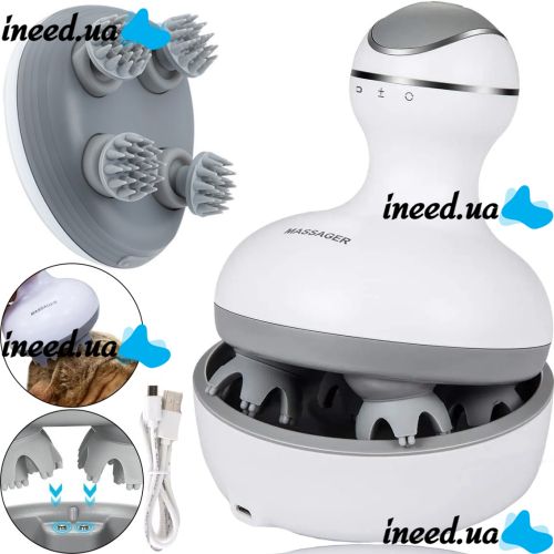 Беспроводной водонепроницаемый массажер Smart Scalp Massager ST-701 для головы, шеи и плеч Аккумуляторный массажер для кошек и собак Verte-X 3D Белый