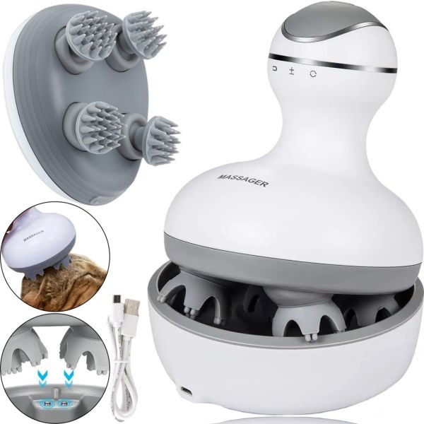Wireless Waterproof Massager Smart Scalp Massager ST-701 for Head, Neck and Shoulders Rechargeable Massager for Cats and Dogs Verte-X 3D White