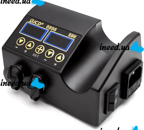 Thermo-air soldering station JCD 8898 2in1 80W soldering iron and 750W thermofan with temperature control and display for SMD soldering and electronics repair.