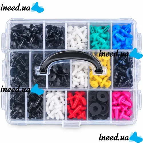 OEM H546 Set of Clips for Auto Trim—725-Piece Set of Removers for Fan Blades, Mounts, Seals, and Clamps in a Plastic Case for Repair and Installation