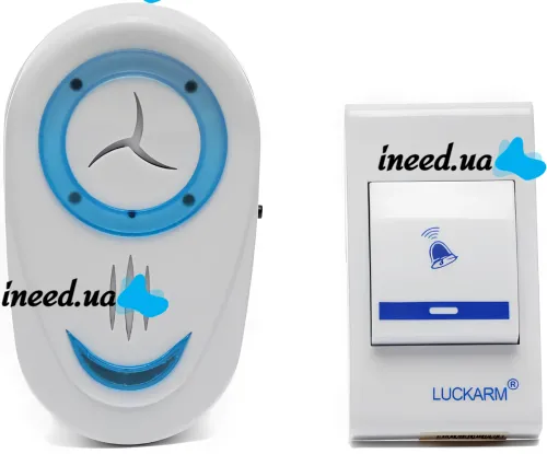 Дверний дзвінок Luckarm Intelligent 8853 бездротова кнопка на батарейках, передавач сигналу і приймач на 32 мелодій для вхідних дверей до 150 м
