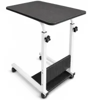 Dujeff HN-640 Bedside Coffee Table on Wheels—Side Table with Rectangular Top and Adjustable Height, 60 x 40 x 80 cm, Gray