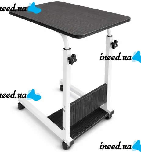 Dujeff HN-640 Bedside Coffee Table on Wheels—Side Table with Rectangular Top and Adjustable Height, 60 x 40 x 80 cm, Gray