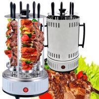 Domotec MS-7782 1000W vertical electric kebab maker for 6 skewers, Tabletop electric kebab maker for home with removable tray Silver