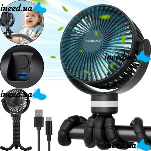 Momcozy table fan with flexible tripod for baby strollers, Rechargeable octopus air cooler with flexible mount 3 modes of operation
