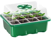 Мини теплица поддон Starter Germination Kit для выращивания рассады на 12 ячеек с регулировкой влажности, Парник для растений семян с подставкой