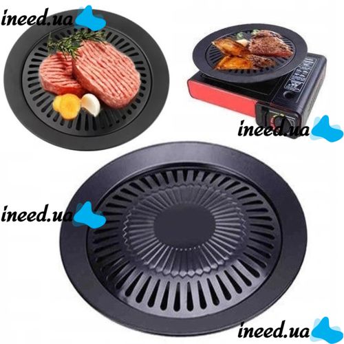 Non-stick round Frying Pan Grill grill for a 32 cm kitchen stove, Grill Lid made of durable material for frying meat and vegetables Black