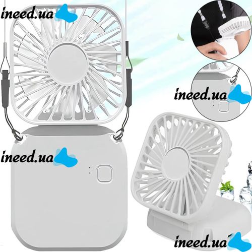 Folding Cordless Holding Fan YH-6 3 speeds with neck strap, Cordless USB Cordless Handheld Cooler YH6 White