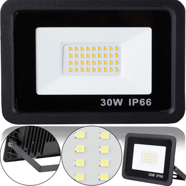 Светодиодный уличный прожектор 30W LED Flood Light Series 2 UKC FL-30 с монтажным креплением на кронштейн, Дневной Лед фонарь 30 Вт IP66 для улицы от сети