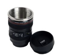 Кружка термос у вигляді об'єктива від фотоапарата Canon EF 24-105, Термокружка об'єктив 350 мл, Термо чашка з кришкою, Чорна