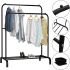 Двойная стойка вешалка Double Floor Hanger 162х130 см для одежды и полкой для обуви, напольная стойка-вешалка со штангой на ножках до 30 кг Черная