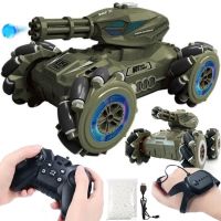 Дитячий всюдихід з кулеметом Tracked Tank Pank Shooter стріляє кульками на радіокеруванні від руки і пульта, акумуляторний танк 1500 mah Зелений