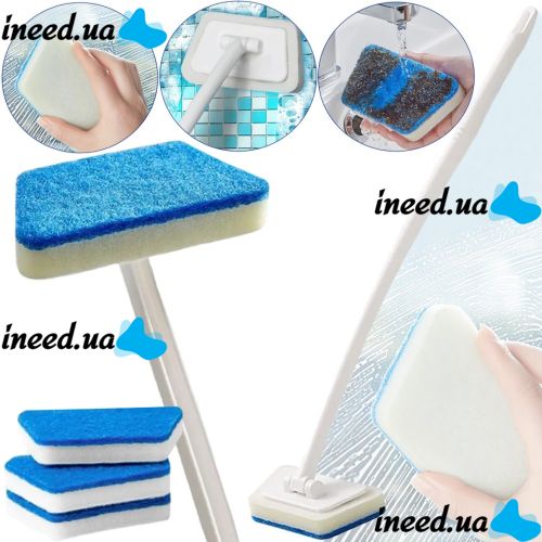 Bathroom and tile cleaning brush Glass Eraser LY-516 2 in 1 trapezoidal sponge for washing floors, walls and windows with a long handle and replaceable nozzles