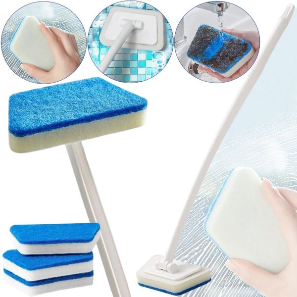 Щетка для чистки ванны и плитки Glass Eraser LY-516 2 в 1 трапециевидная губка для мытья пола, стен и окон с длинной ручкой и сменными насадками