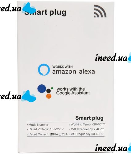Розумна розетка Tuya Smart Socket Plug WH004 16А 100-240V смарт розетка EU з таймером WiFi і дистанційним голосовим управлінням з телефону в розетку