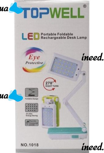 Rechargeable Led Table Lamp Transformer Topwell 1018 1019 LED Folding Transformer Lamp 24 LEDs, Lamp with Two Modes