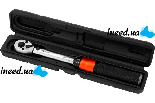 YATO YT-07676 1/2" 20-220 Nm ratchet wrench for precise tightening of bolts and nuts, tool in a case for car repairs