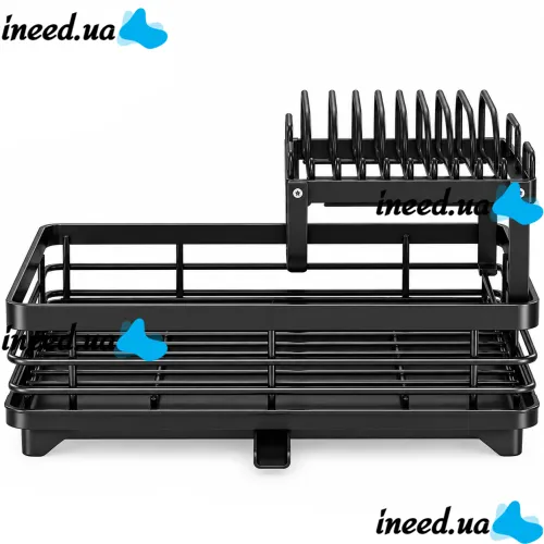 BauTech MA-336 Two-Tier Dish Dryer: Countertop Organizer with Automatic Drain Tray, 2-Tier Rack for Drying and Storage