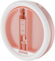 Настільна кільцева LED лампа на штативі Live Light JM-01 29 см селфи кільце з підсвічуванням і тримачем для телефону для фото і відео USB Рожеве