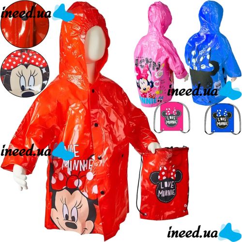 Children's Raincoat Disney Minnie Mouse Windproof Raincoat Raincoat with Long Sleeves and a bag to protect against wind and rain for Children Minnie Mouse