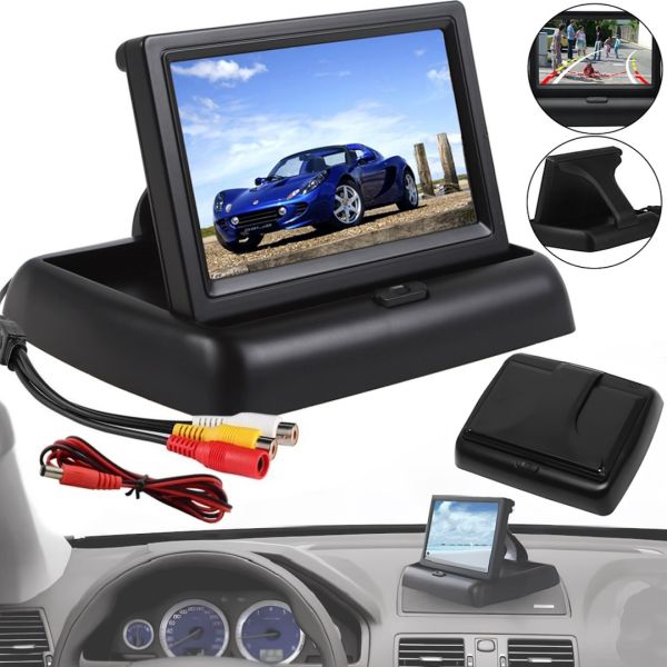 Автомобильный монитор Monitor 4085 LCD 4.3" дюйма складной экран для камеры заднего вида на торпеду, раскладной дисплей TFT автомонитор в машину