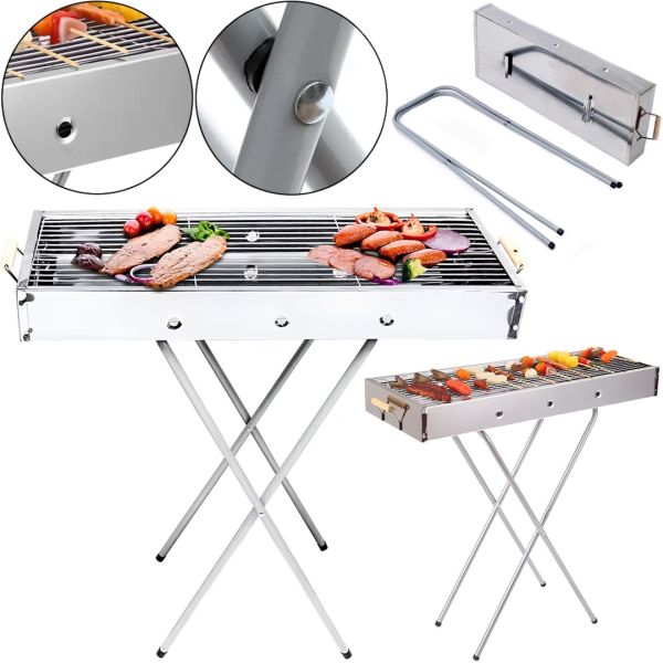 Переносной раскладной мангал Barbecue Tray 770T MD-008 8009 портативный угольный, дровяной гриль со съёмной решеткой, складной барбекю с сеткой